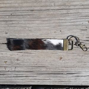 Brazilian Cowhide Wristlet Keychain 10" lo…